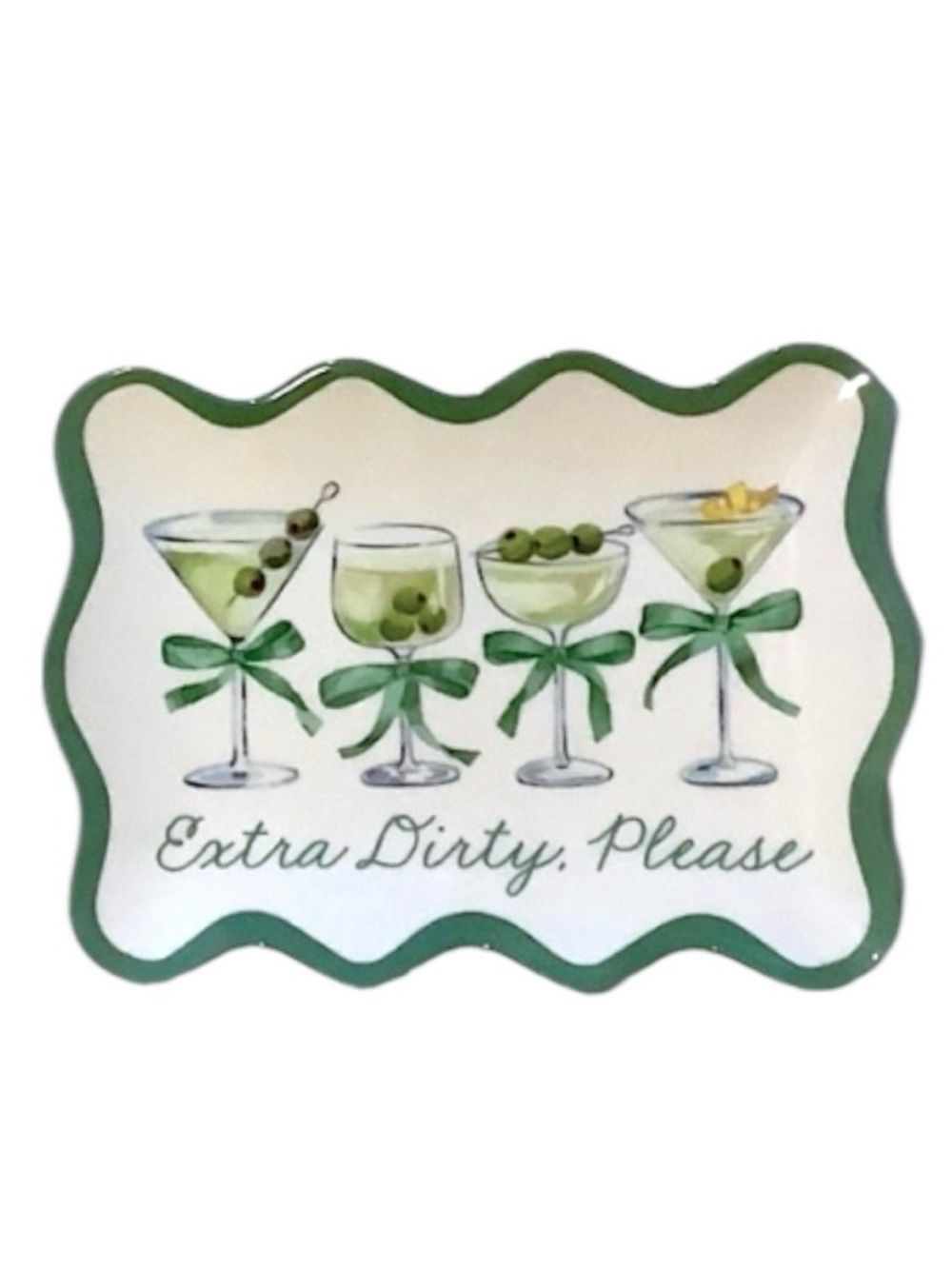 Martini Appetizer Plates Set of 6 Cocktail Party “Extra Dirty Please” Melamine